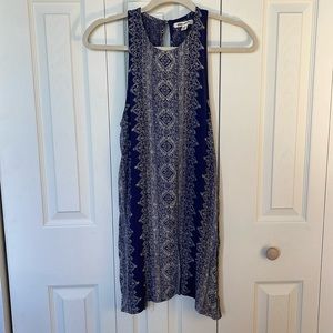 SOLD Billabong Mini Sleeveless Blue & White Geometric Dress